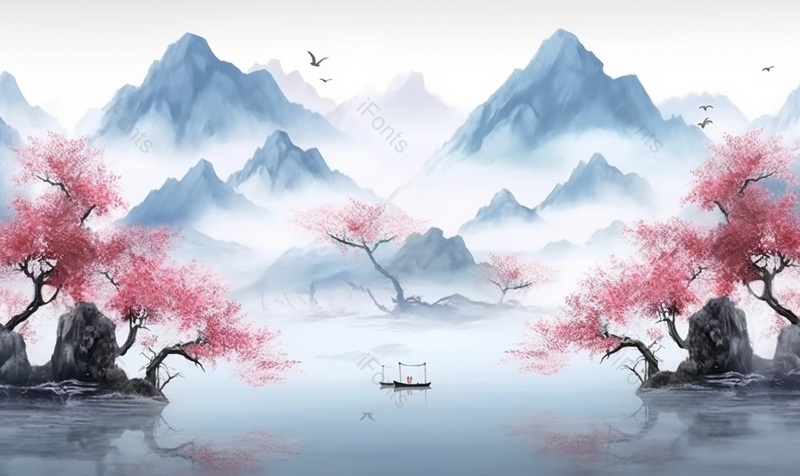 手绘中国风小清新水彩风格山水风景插画,插画/手绘图,插画/手绘图库,插画/手绘图下载,插画/手绘